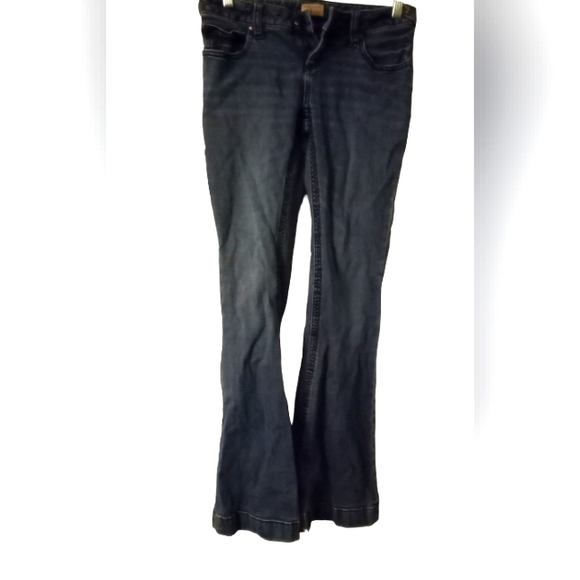 Free People Vintage Frazzled Hem 1970s Original Bell Bottoms Blue Jeans- Size 28 - Picture 4 of 8